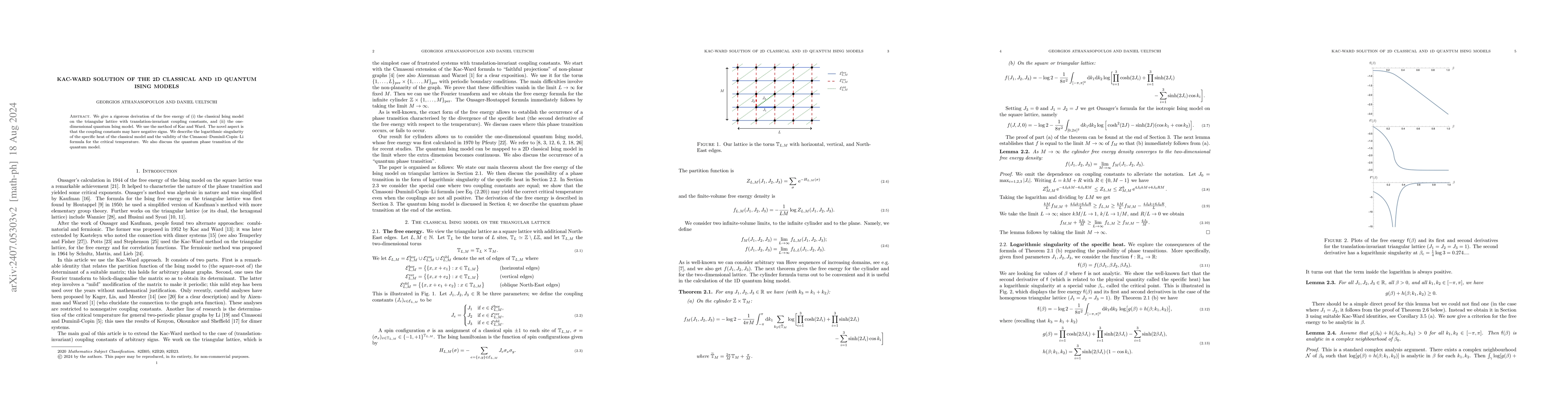 Thumbnail for Kac-Ward solution of the 2D classical and 1D quantum Ising models