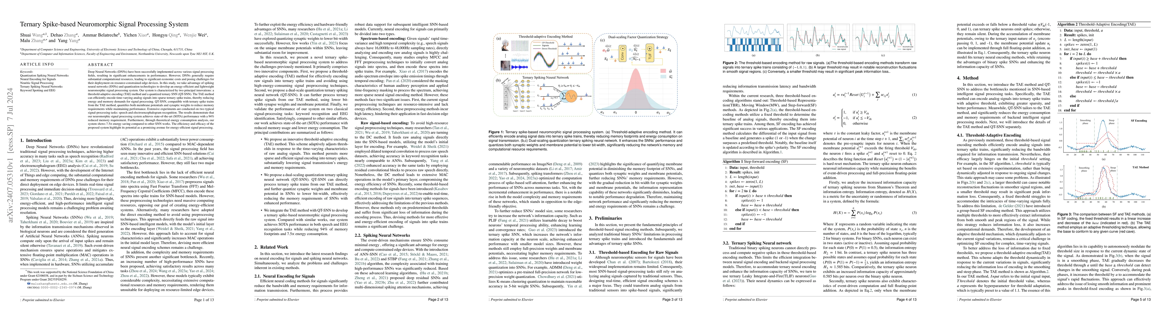 Thumbnail for Ternary Spike-based Neuromorphic Signal Processing System