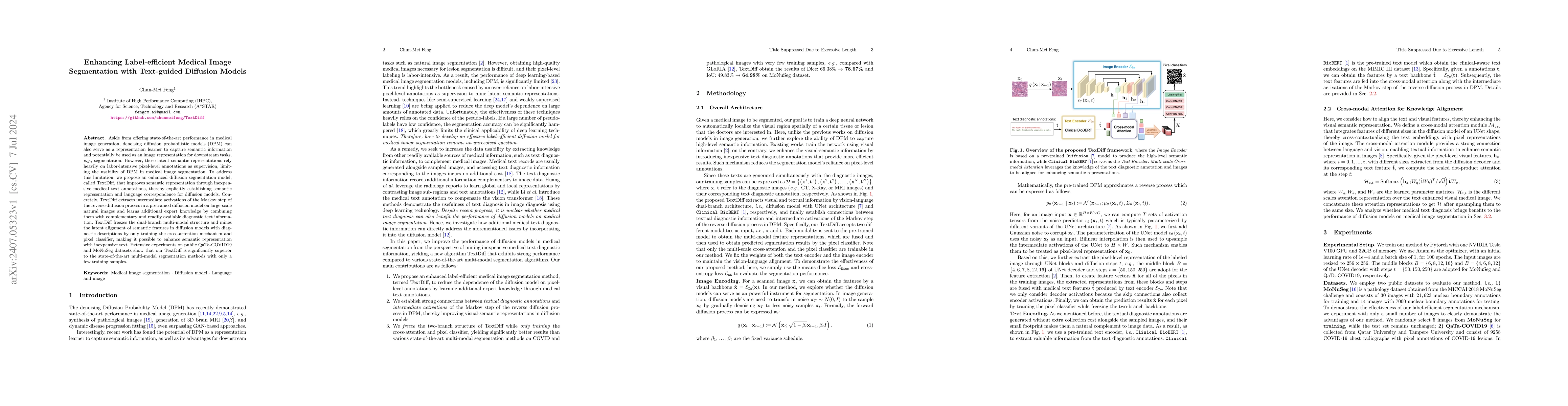 Thumbnail for Enhancing Label-efficient Medical Image Segmentation with Text-guided
  Diffusion Models