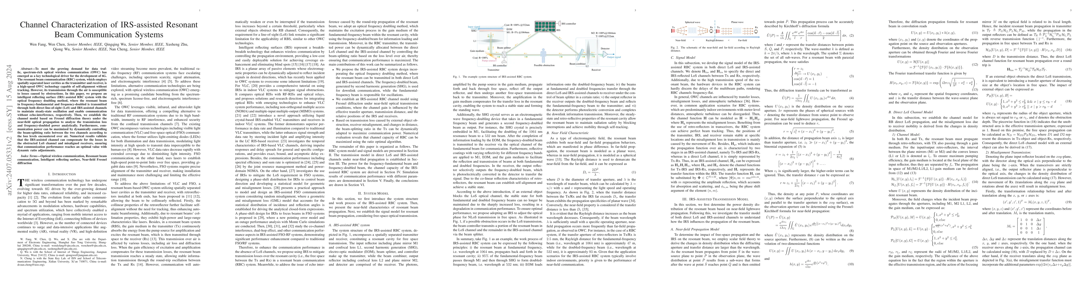 Thumbnail for Channel Characterization of IRS-assisted Resonant Beam Communication
  Systems