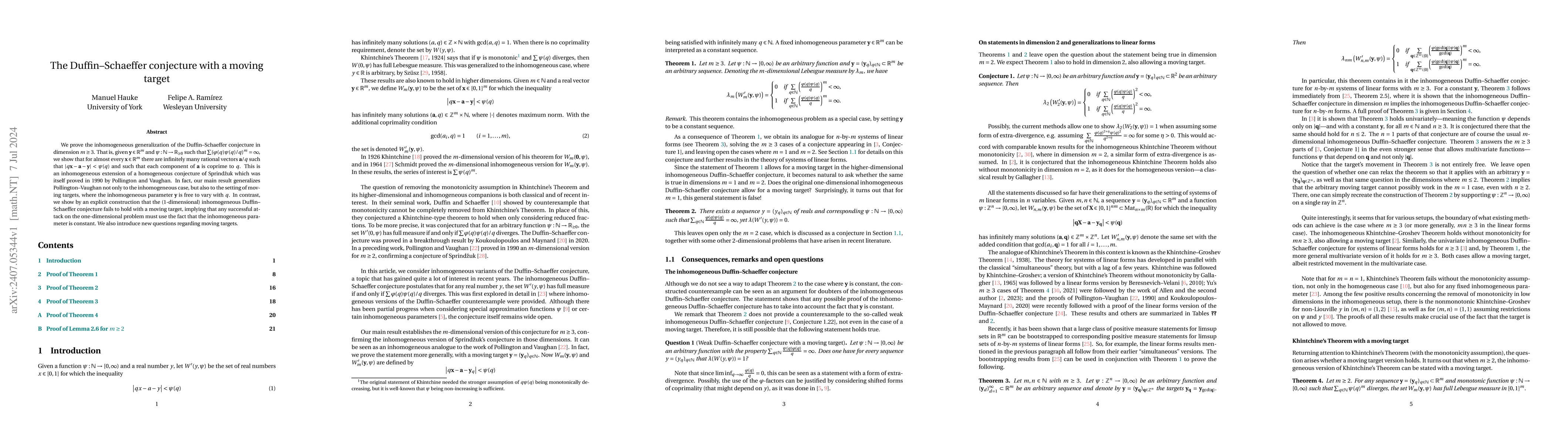 Thumbnail for The Duffin-Schaeffer conjecture with a moving target