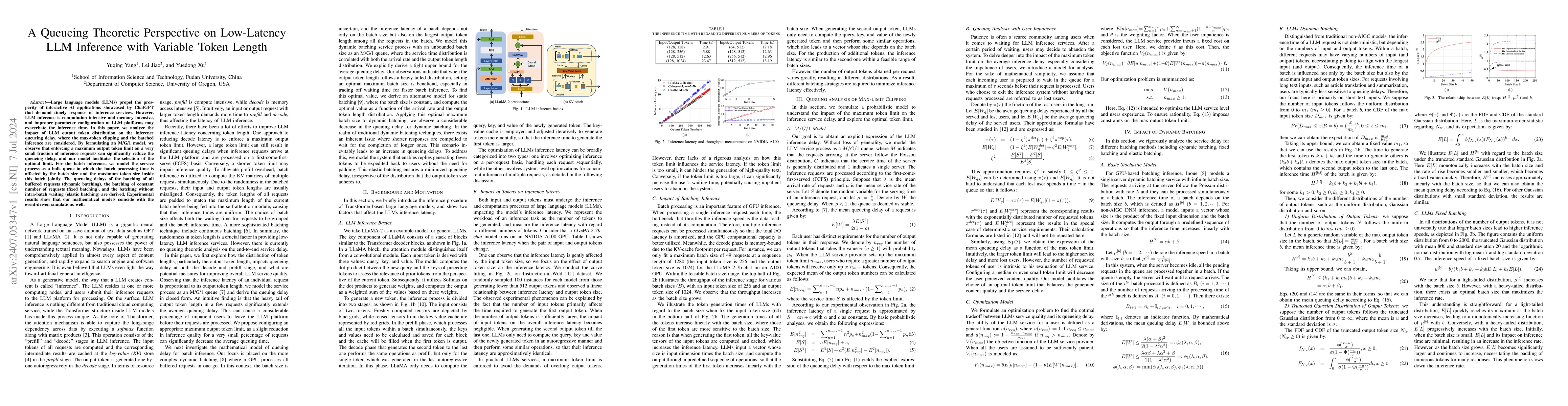 Thumbnail for A Queueing Theoretic Perspective on Low-Latency LLM Inference with
  Variable Token Length