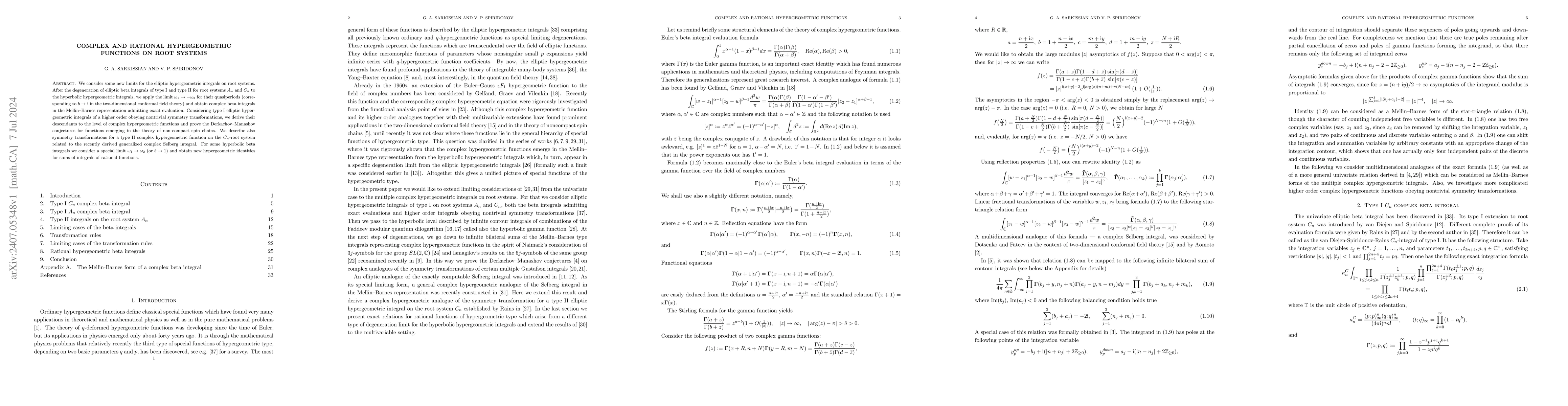 Thumbnail for Complex and rational hypergeometric functions on root systems