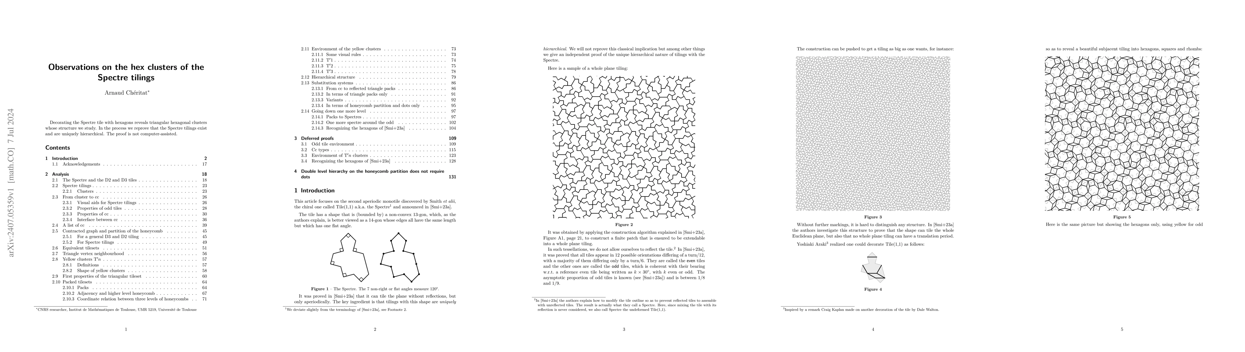 Thumbnail for Observations on the hex clusters of the Spectre tilings