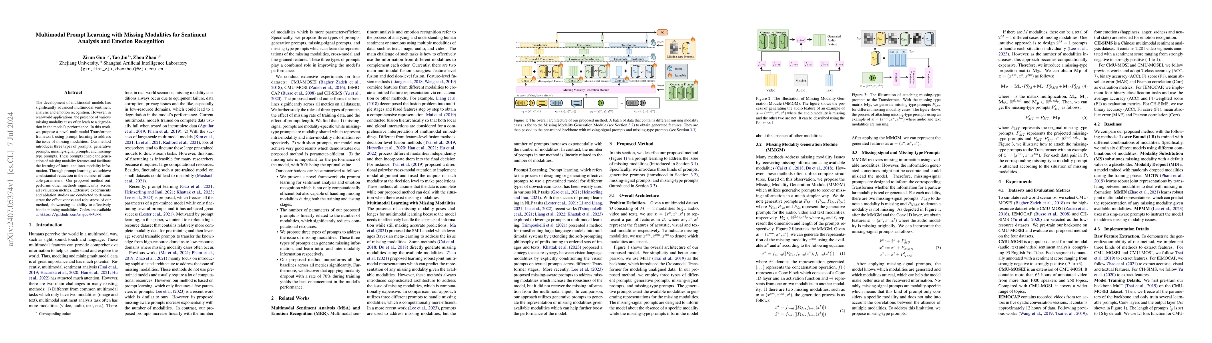 Thumbnail for Multimodal Prompt Learning with Missing Modalities for Sentiment
  Analysis and Emotion Recognition