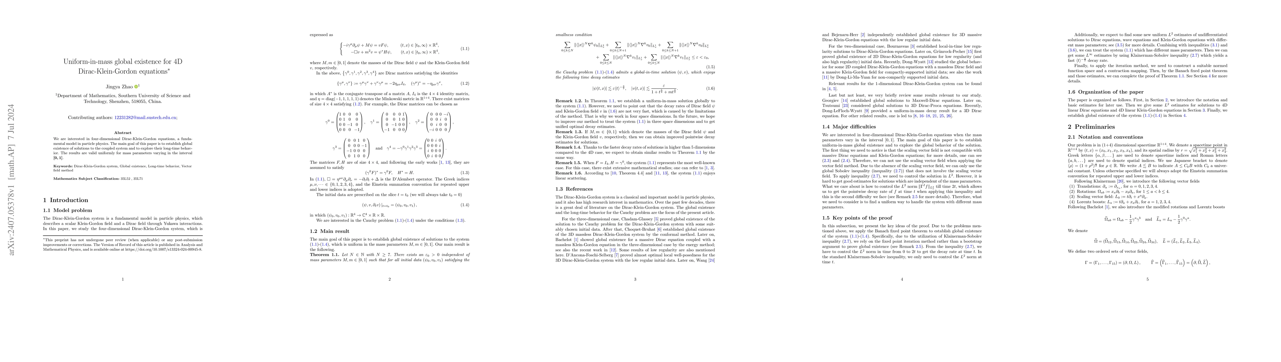 Thumbnail for Uniform-in-mass global existence for 4D Dirac-Klein-Gordon equations
