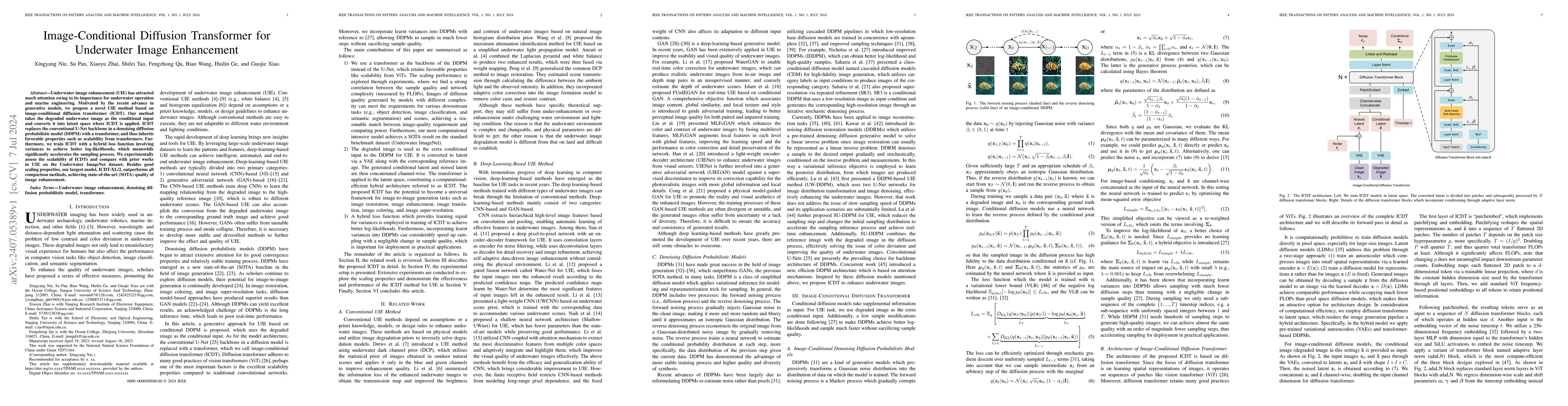 Thumbnail for Image-Conditional Diffusion Transformer for Underwater Image Enhancement
