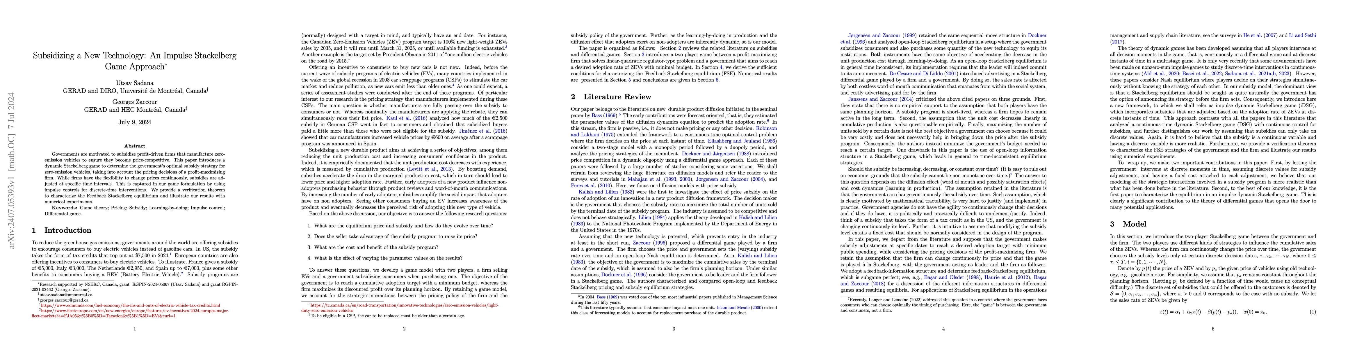 Thumbnail for Subsidizing a New Technology: An Impulse Stackelberg Game Approach