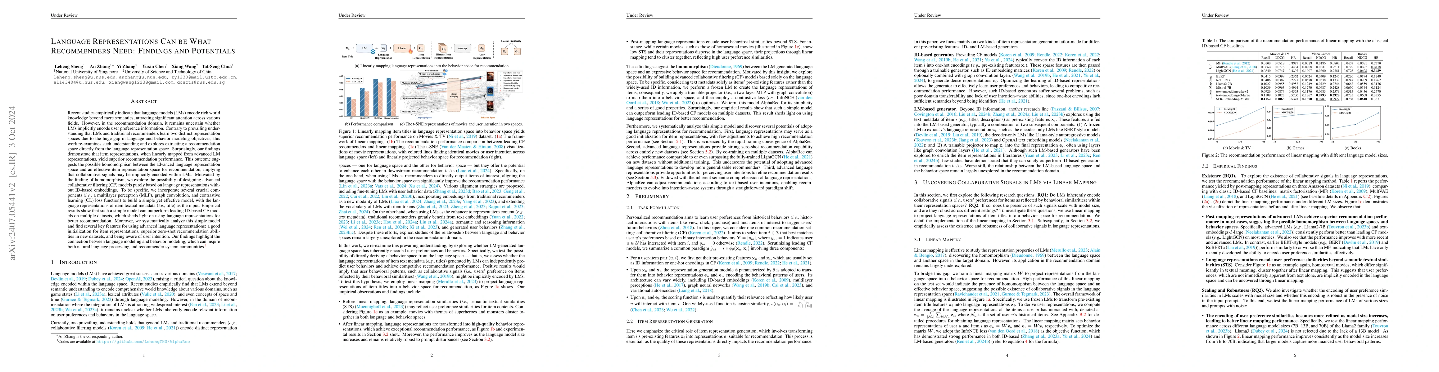 Thumbnail for Language Models Encode Collaborative Signals in Recommendation