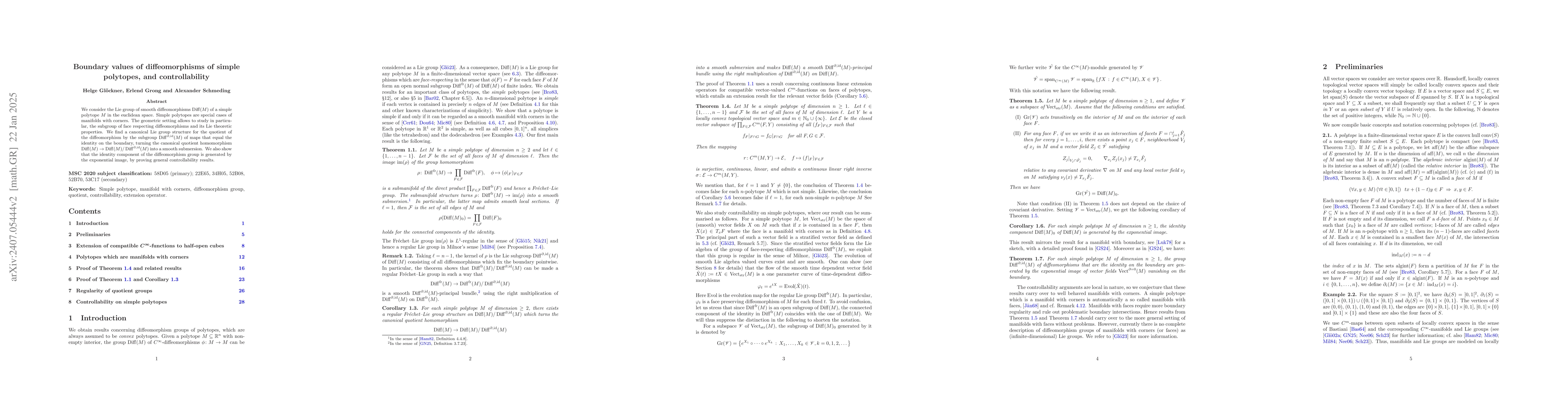 Thumbnail for Boundary values of diffeomorphisms of simple polytopes, and
  controllability