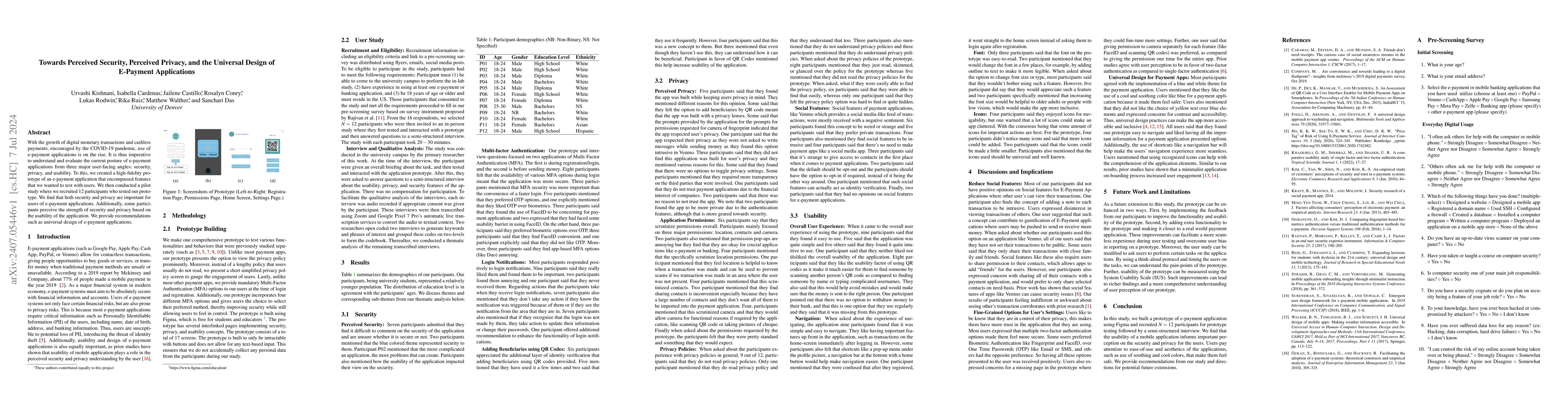 Thumbnail for Towards Perceived Security, Perceived Privacy, and the Universal Design
  of E-Payment Applications