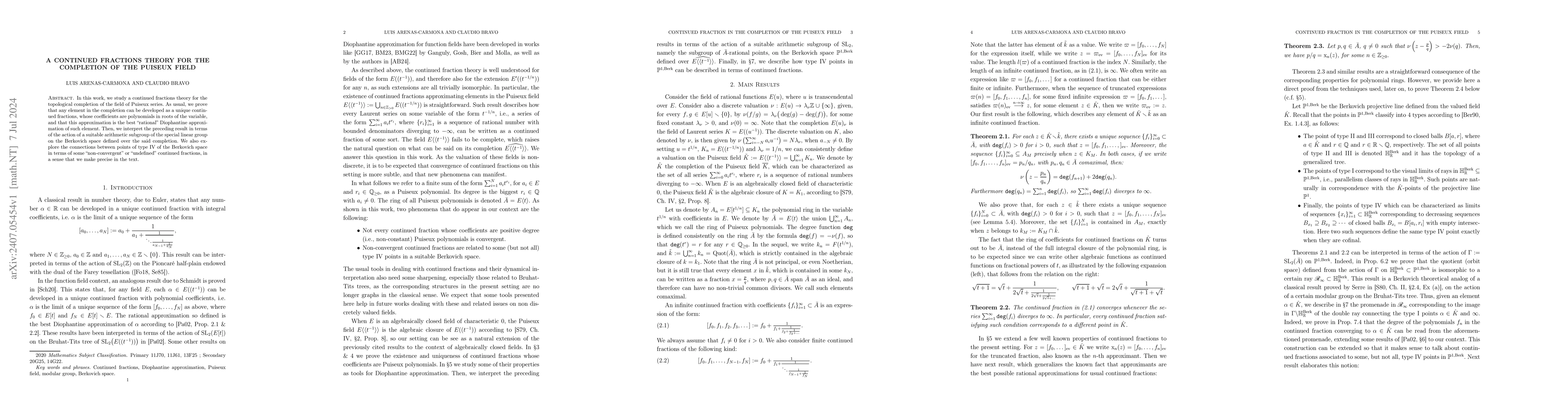 Thumbnail for A Continued Fractions Theory for the completion of the Puiseux field