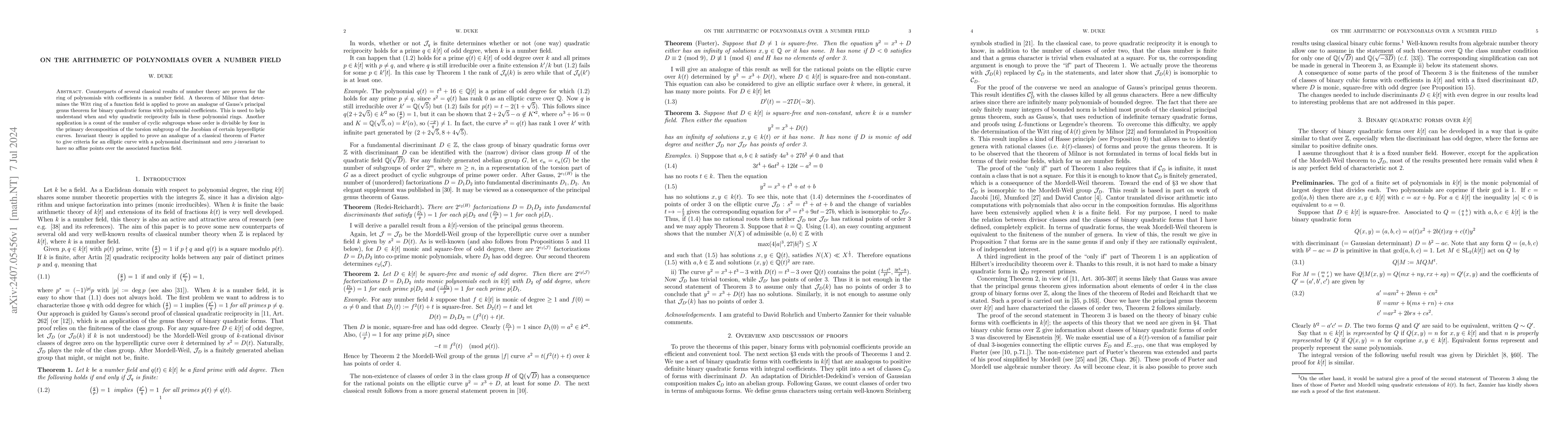 Thumbnail for On the arithmetic of polynomials over a number field