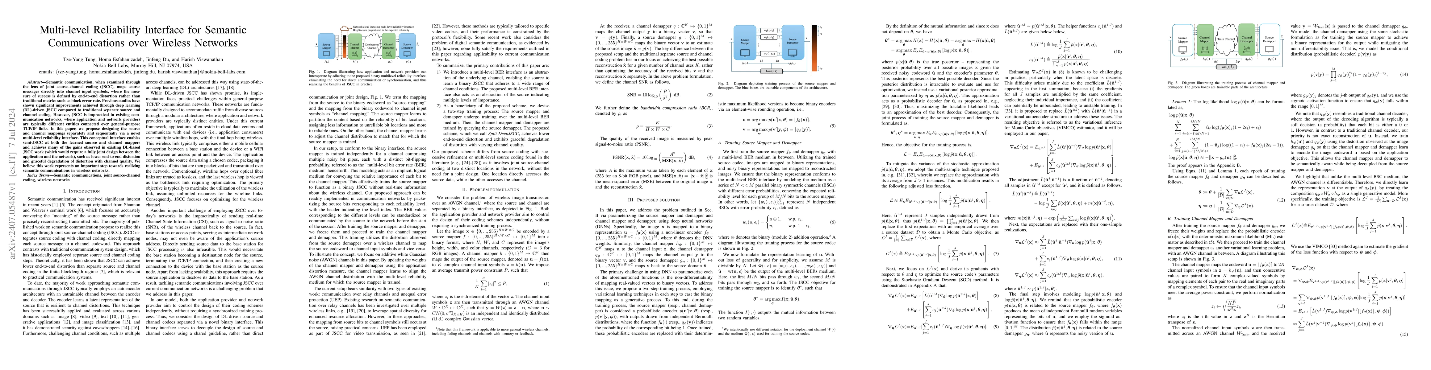 Thumbnail for Multi-level Reliability Interface for Semantic Communications over
  Wireless Networks