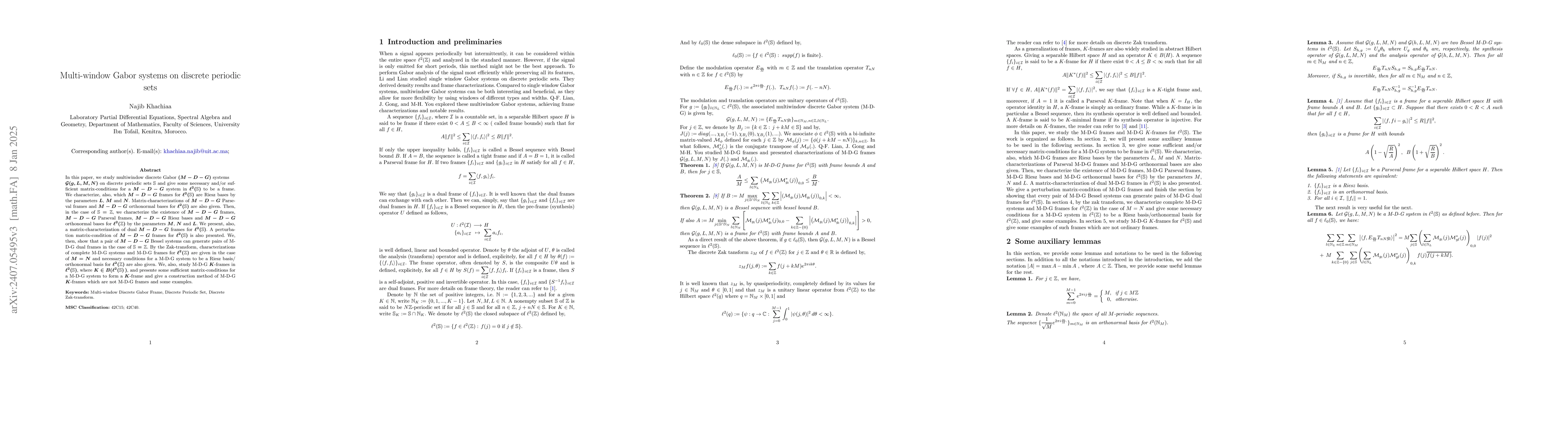 Thumbnail for Multi-window Gabor frames on discrete periodic sets