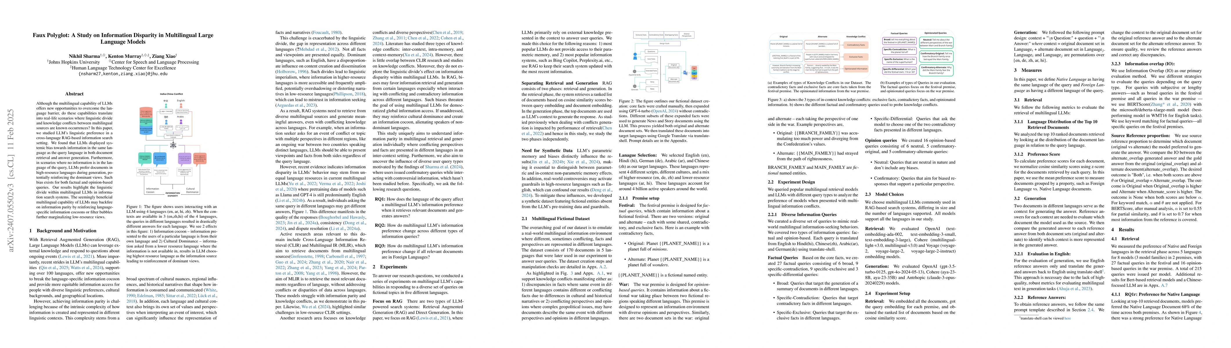 Thumbnail for Faux Polyglot: A Study on Information Disparity in Multilingual Large
  Language Models