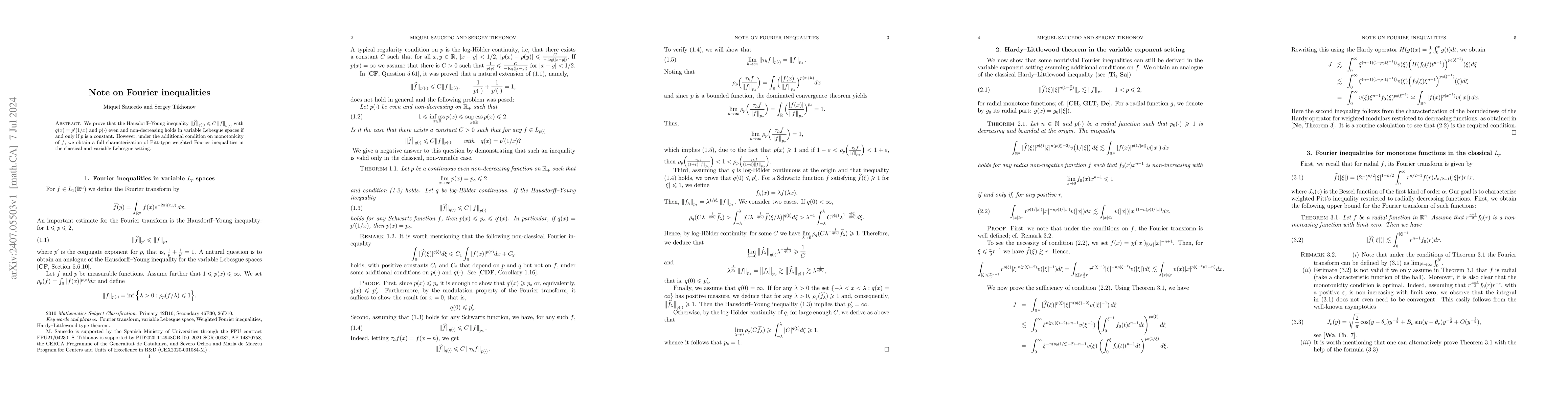Thumbnail for Note on Fourier inequalities