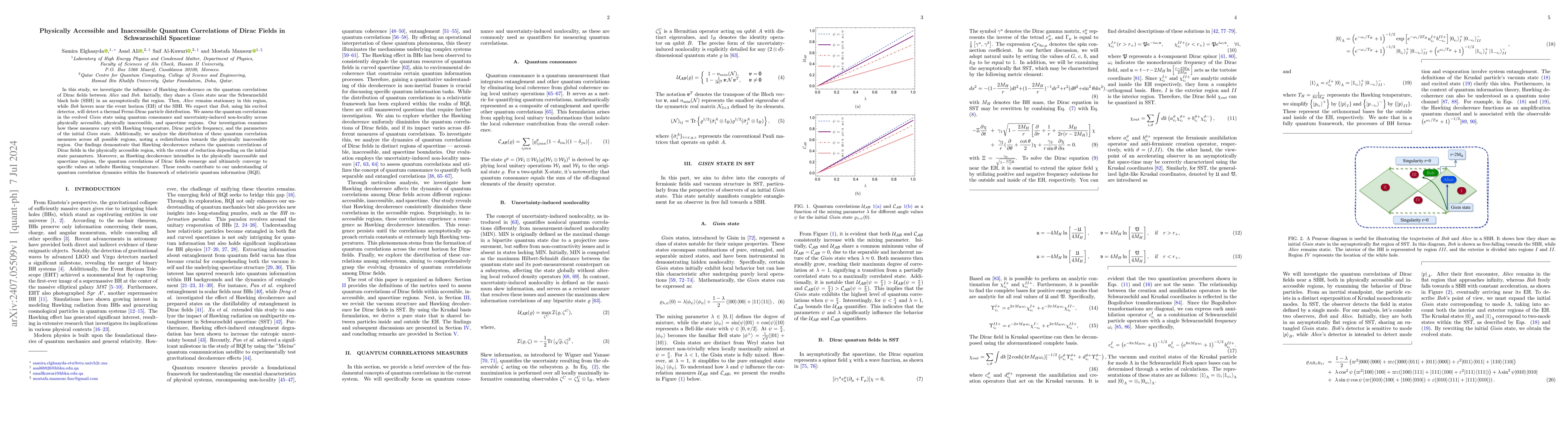 Thumbnail for Physically Accessible and Inaccessible Quantum Correlations of Dirac
  Fields in Schwarzschild Spacetime