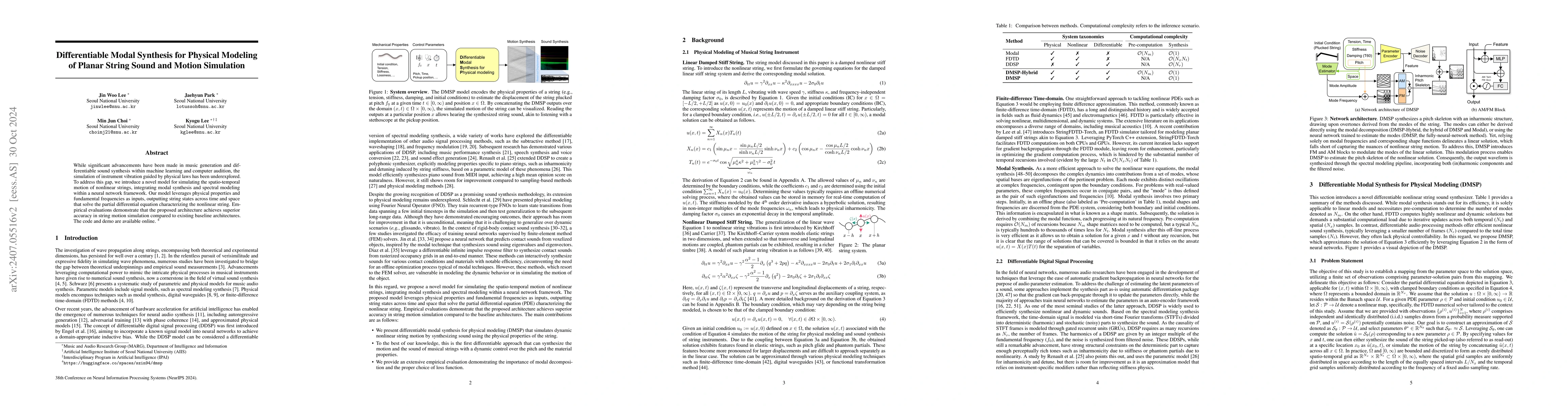 Thumbnail for Differentiable Modal Synthesis for Physical Modeling of Planar String
  Sound and Motion Simulation
