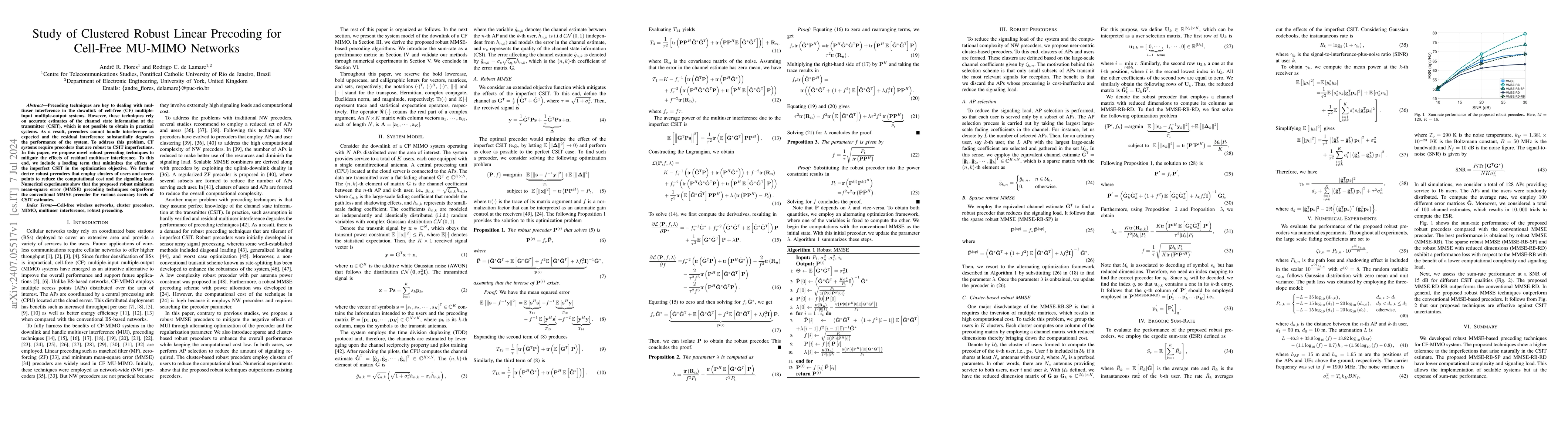 Thumbnail for Study of Clustered Robust Linear Precoding for Cell-Free MU-MIMO
  Networks