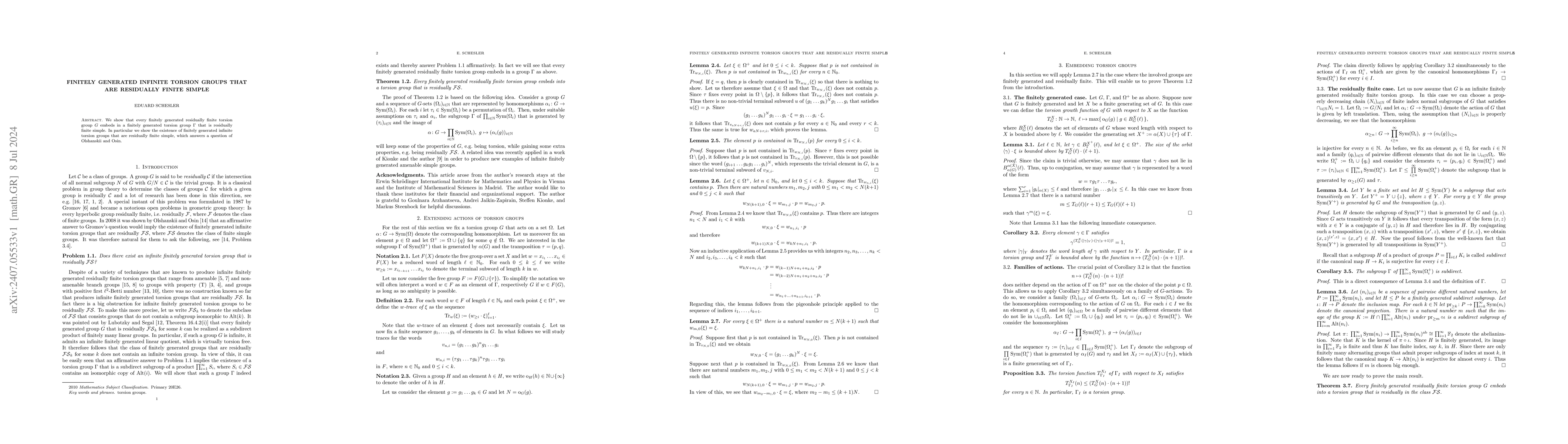Thumbnail for Finitely generated infinite torsion groups that are residually finite
  simple