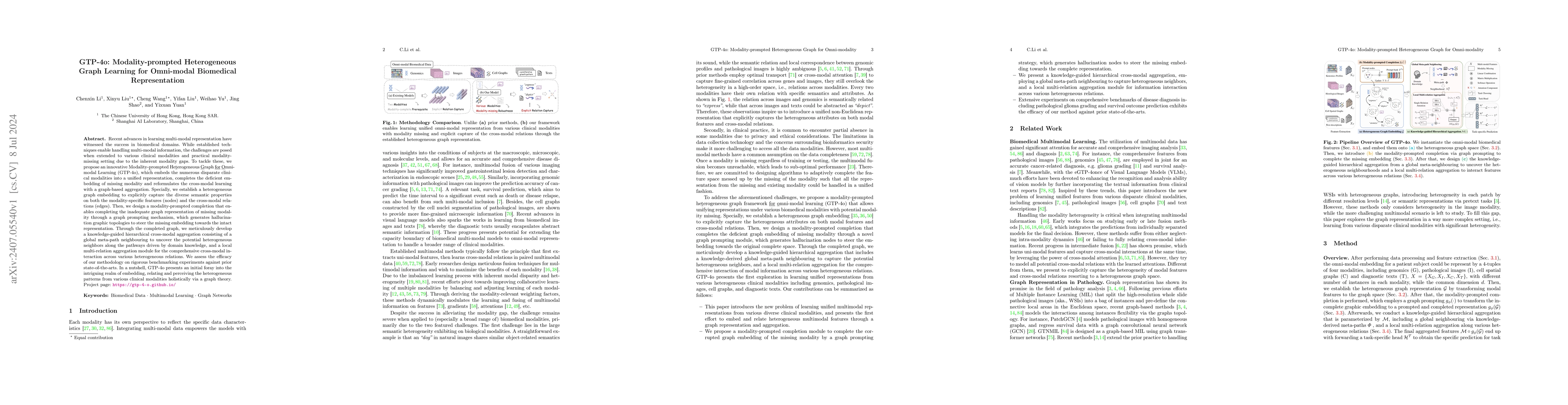 Thumbnail for GTP-4o: Modality-prompted Heterogeneous Graph Learning for Omni-modal
  Biomedical Representation