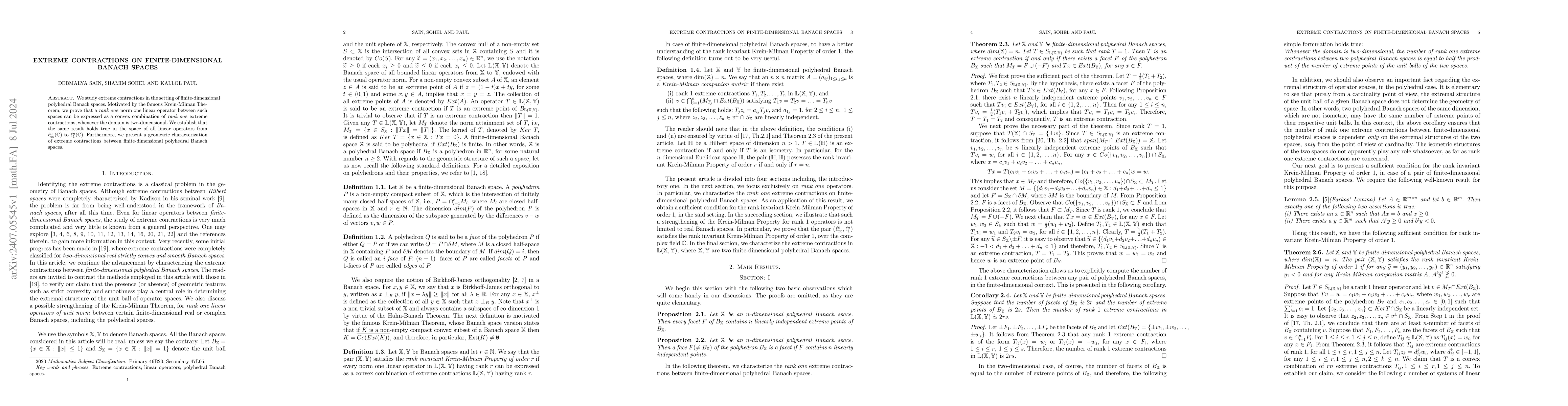 Thumbnail for Extreme contractions on finite-dimensional Banach spaces