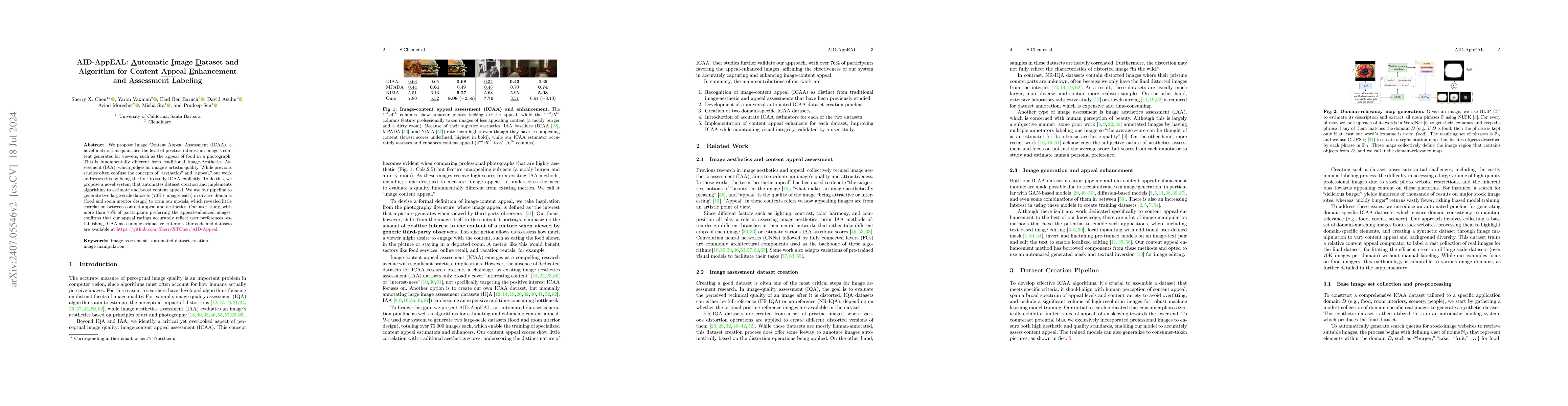 Thumbnail for AID-AppEAL: Automatic Image Dataset and Algorithm for Content Appeal
  Enhancement and Assessment Labeling
