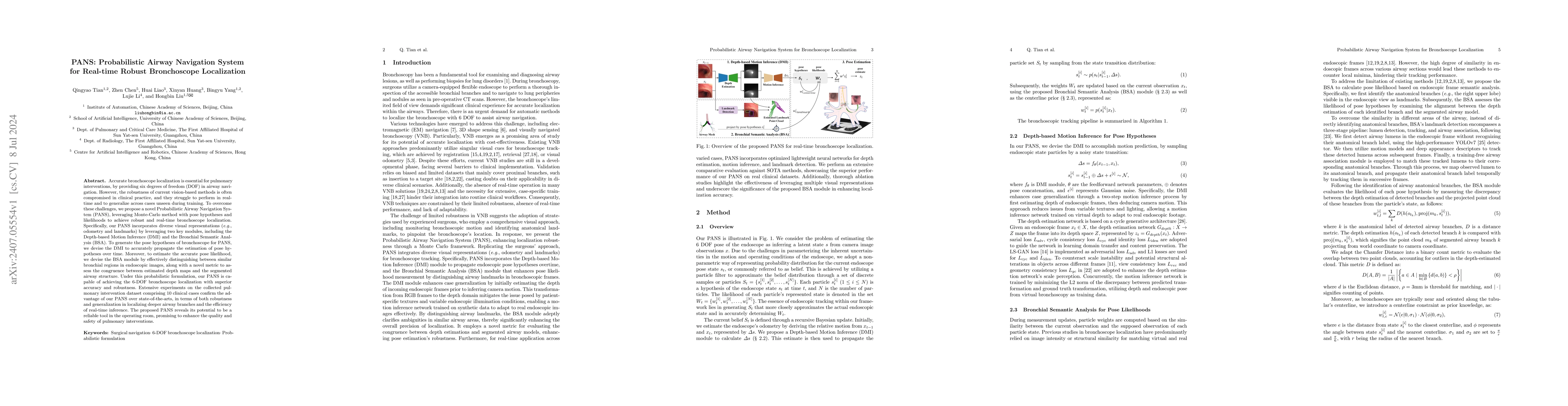 Thumbnail for PANS: Probabilistic Airway Navigation System for Real-time Robust
  Bronchoscope Localization