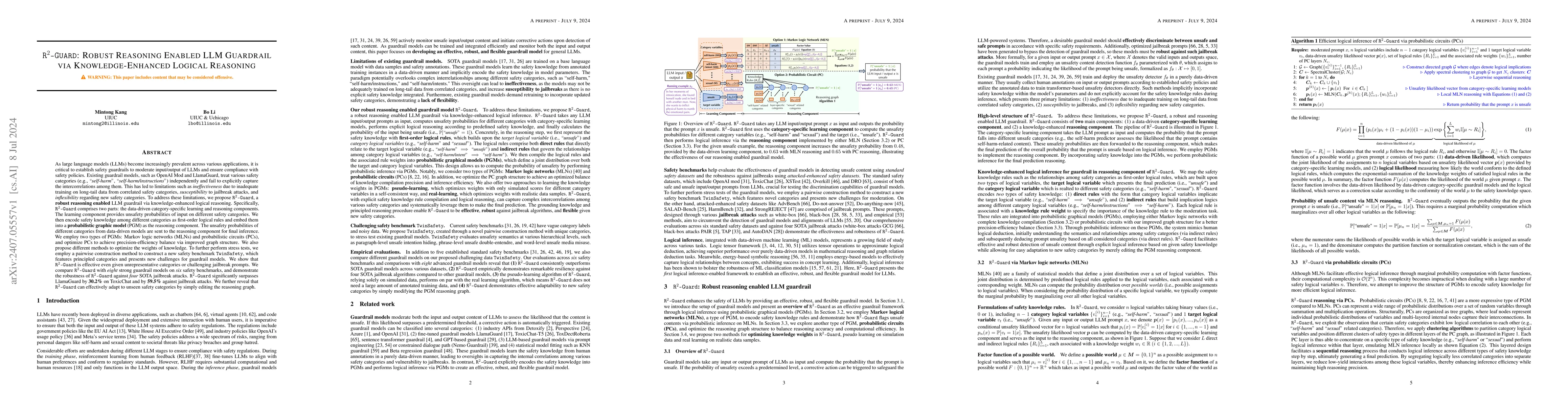Thumbnail for $R^2$-Guard: Robust Reasoning Enabled LLM Guardrail via
  Knowledge-Enhanced Logical Reasoning