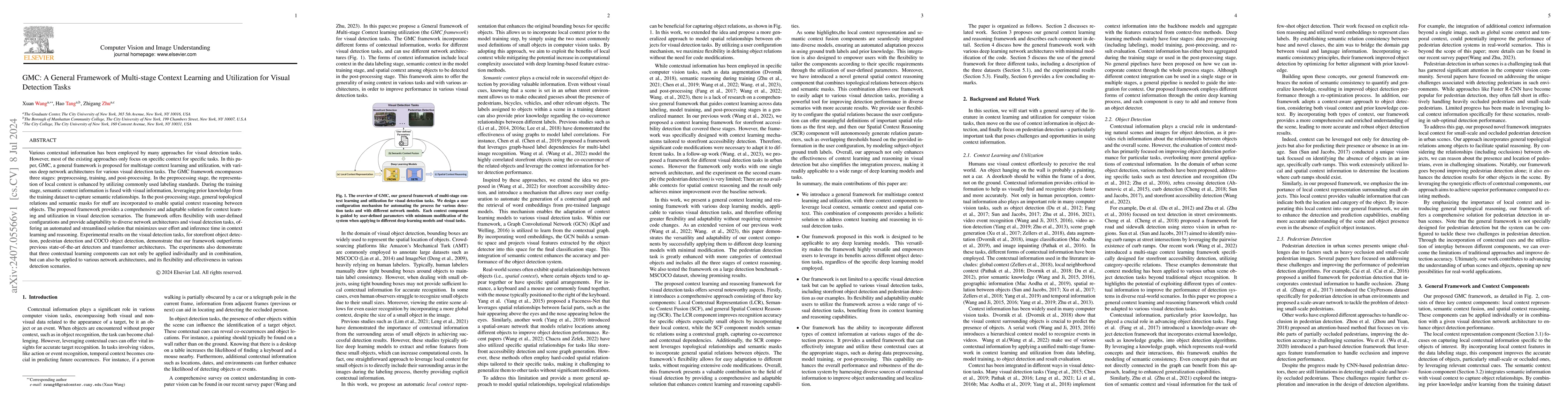 Thumbnail for GMC: A General Framework of Multi-stage Context Learning and Utilization
  for Visual Detection Tasks