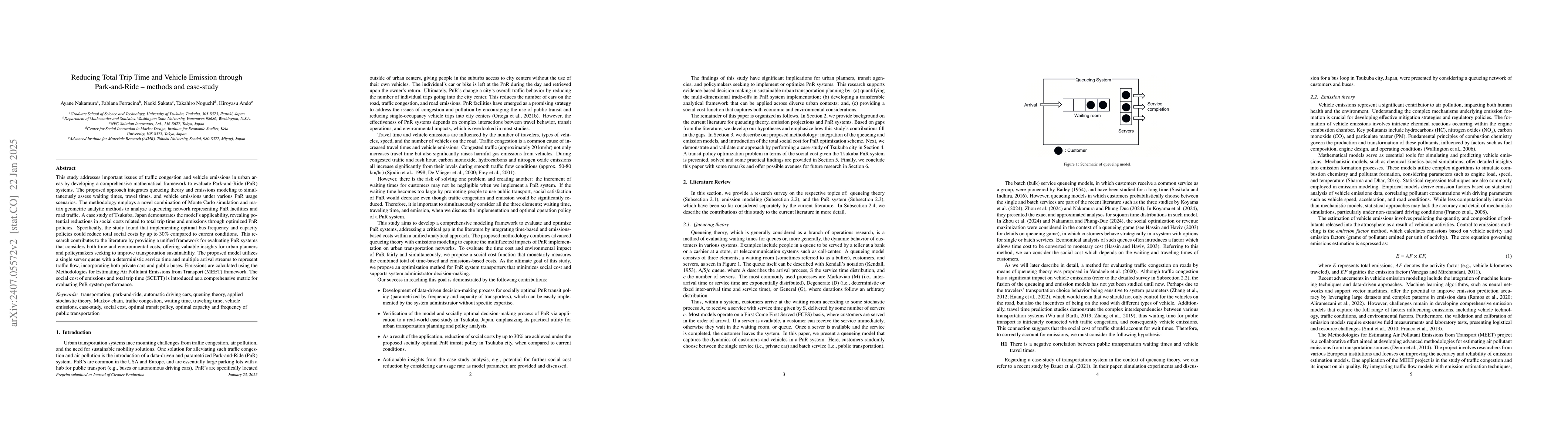 Thumbnail for Reducing Total Trip Time and Vehicle Emission through Park-and-Ride --
  methods and case-study