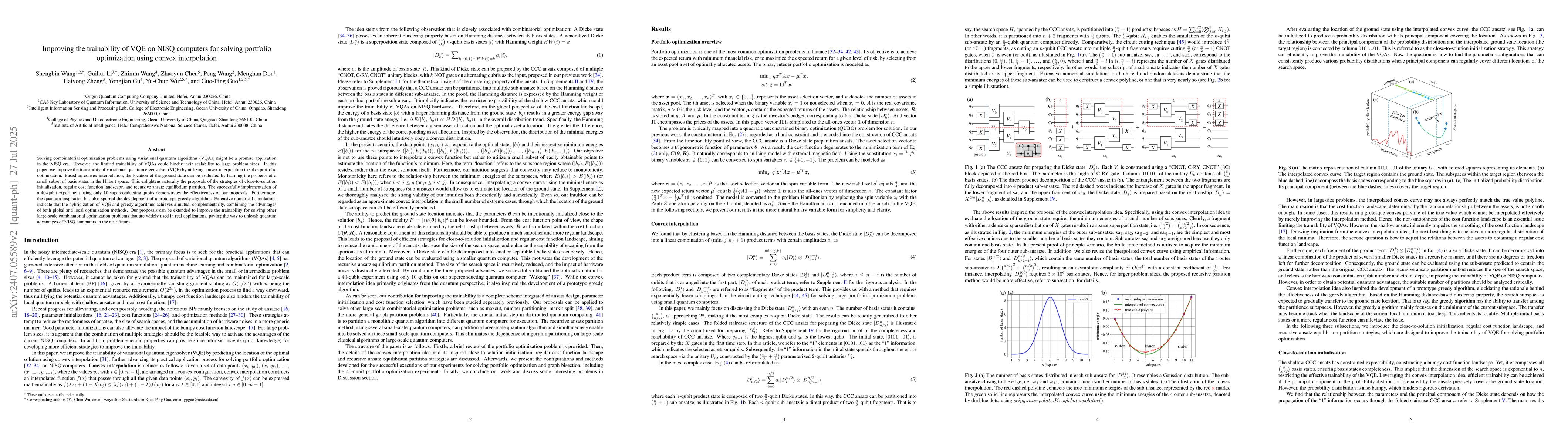 Thumbnail for Improving the trainability of VQE on NISQ computers for solving
  portfolio optimization using convex interpolation