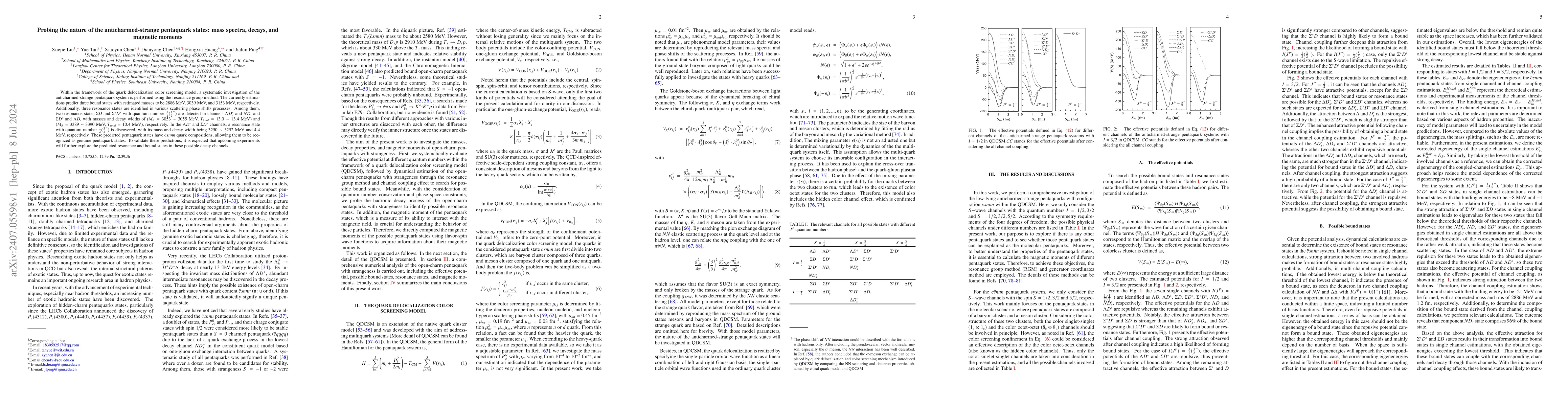 Thumbnail for Probing the nature of the anticharmed-strange pentaquark states: mass
  spectra, decays, and magnetic moments