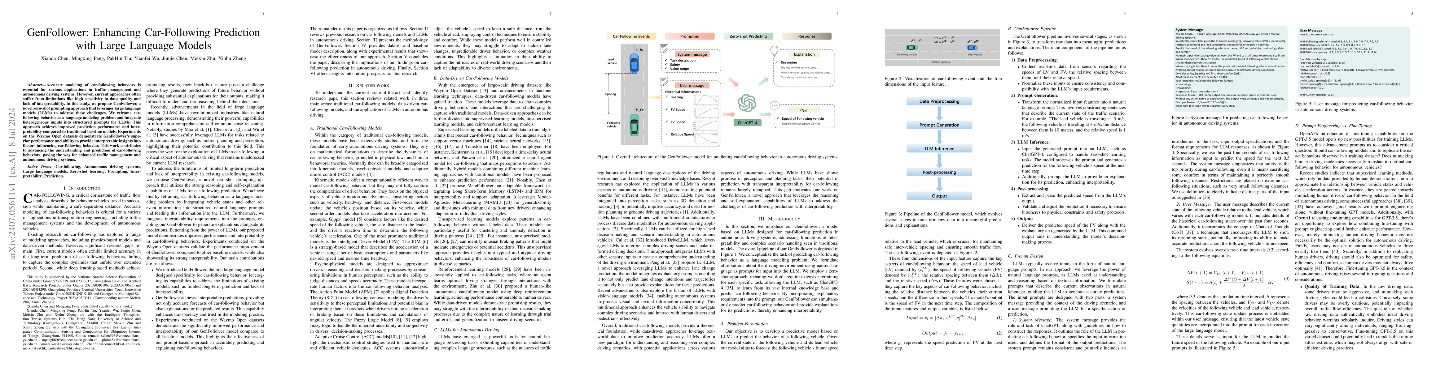 Thumbnail for GenFollower: Enhancing Car-Following Prediction with Large Language
  Models