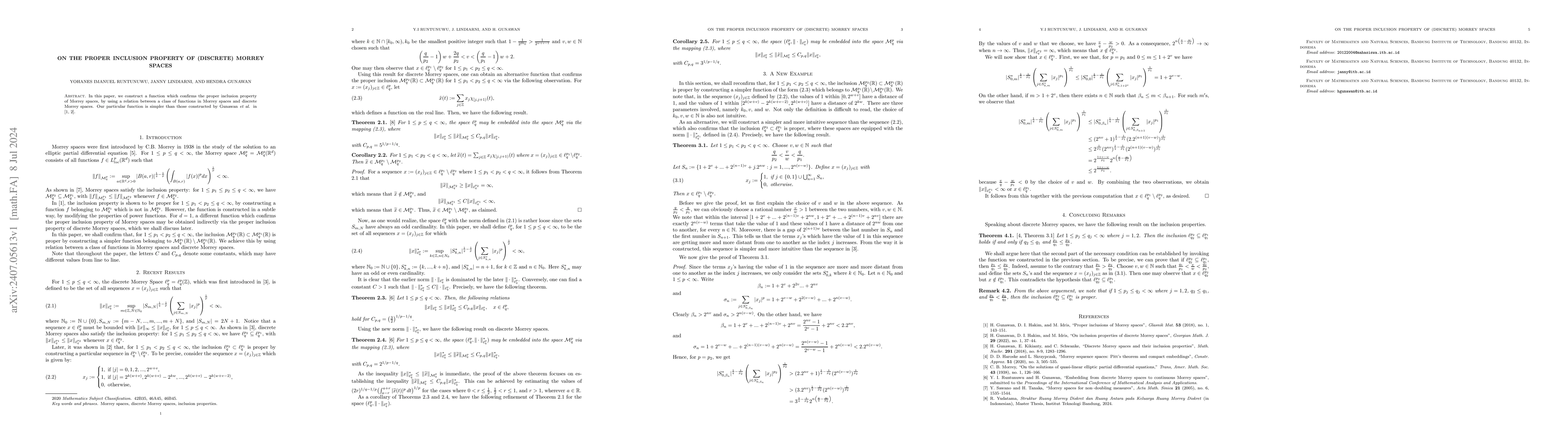 Thumbnail for On the proper inclusion property of (discrete) Morrey spaces