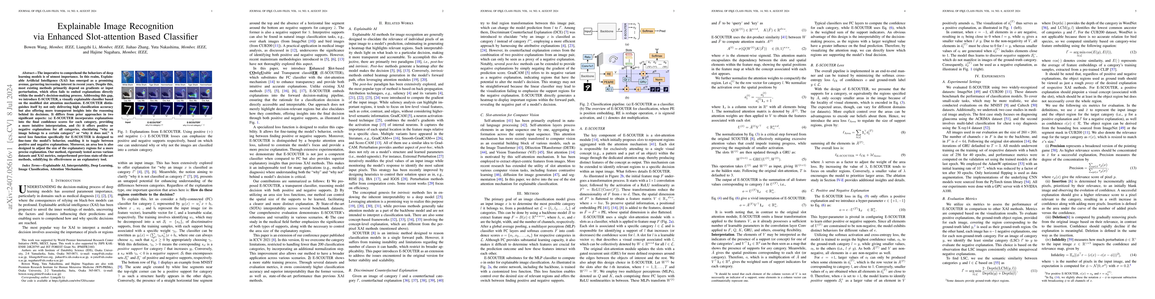 Thumbnail for Explainable Image Recognition via Enhanced Slot-attention Based
  Classifier