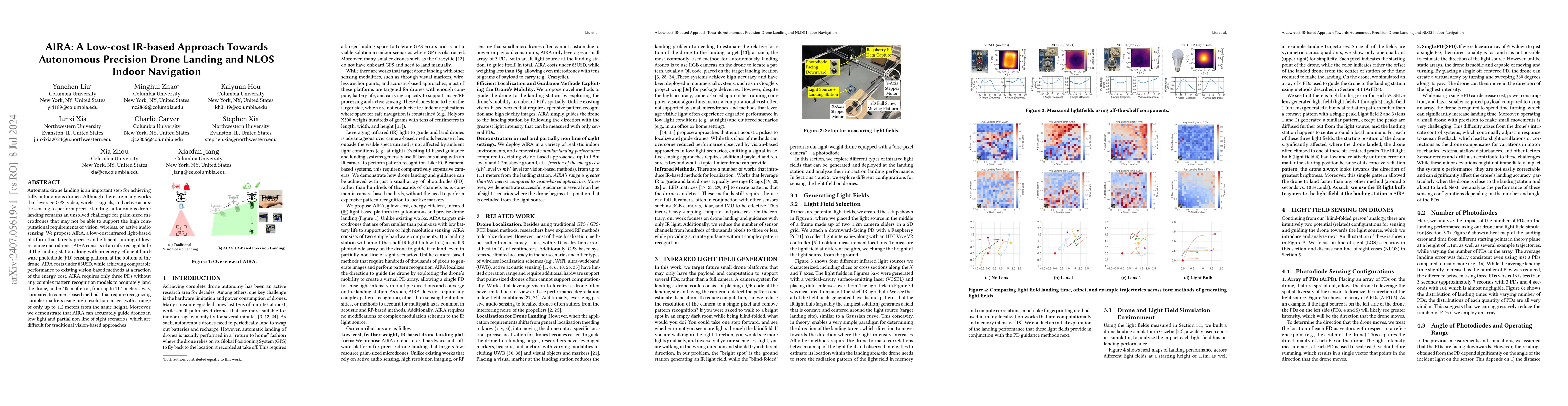 Thumbnail for AIRA: A Low-cost IR-based Approach Towards Autonomous Precision Drone
  Landing and NLOS Indoor Navigation