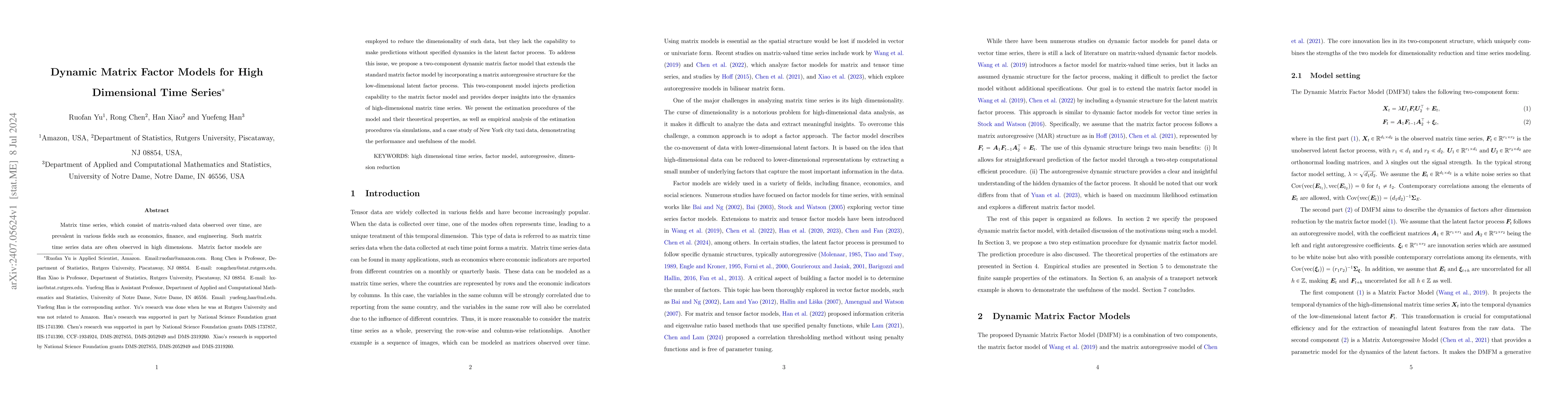 Thumbnail for Dynamic Matrix Factor Models for High Dimensional Time Series