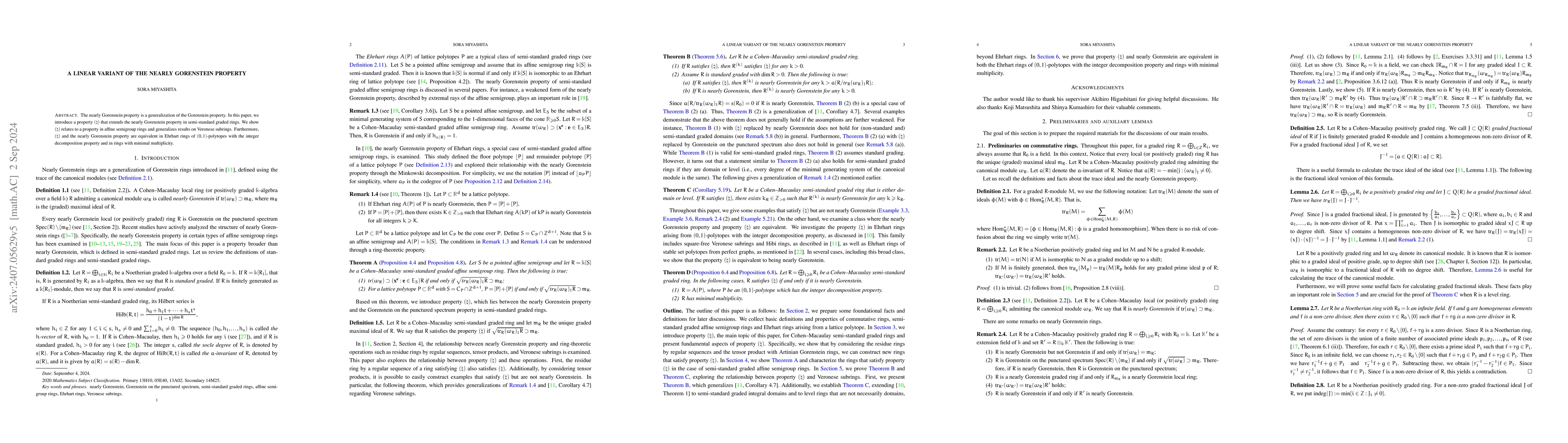 Thumbnail for A linear variant of the nearly Gorenstein property