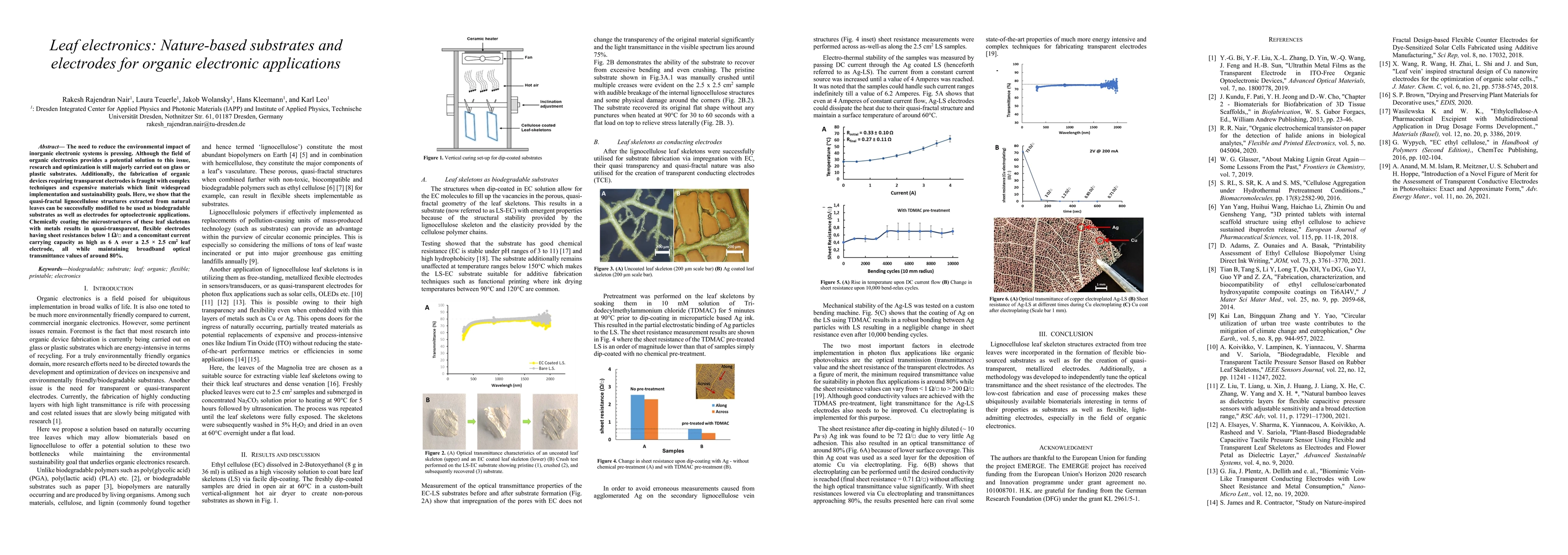 Thumbnail for Leaf Electronics: Nature-Based Substrates and Electrodes for Organic
  Electronic Applications