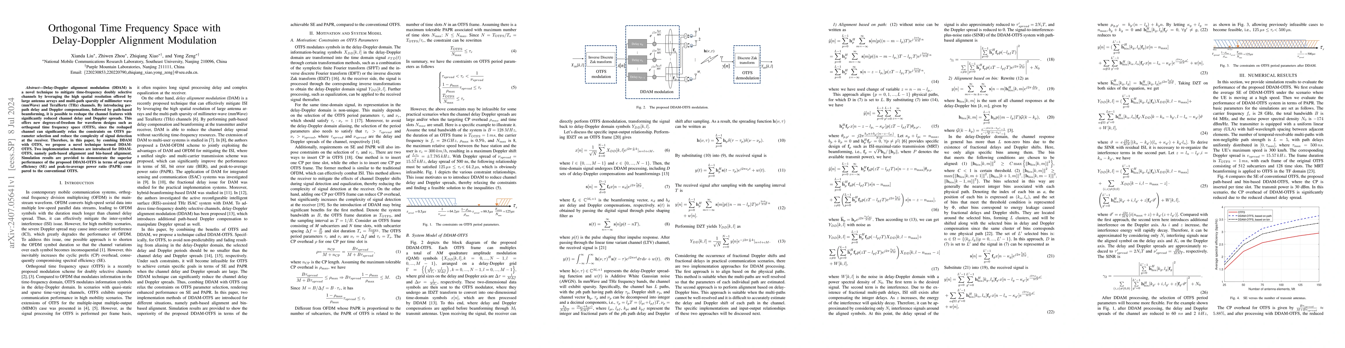Thumbnail for Orthogonal Time Frequency Space with Delay-Doppler Alignment Modulation