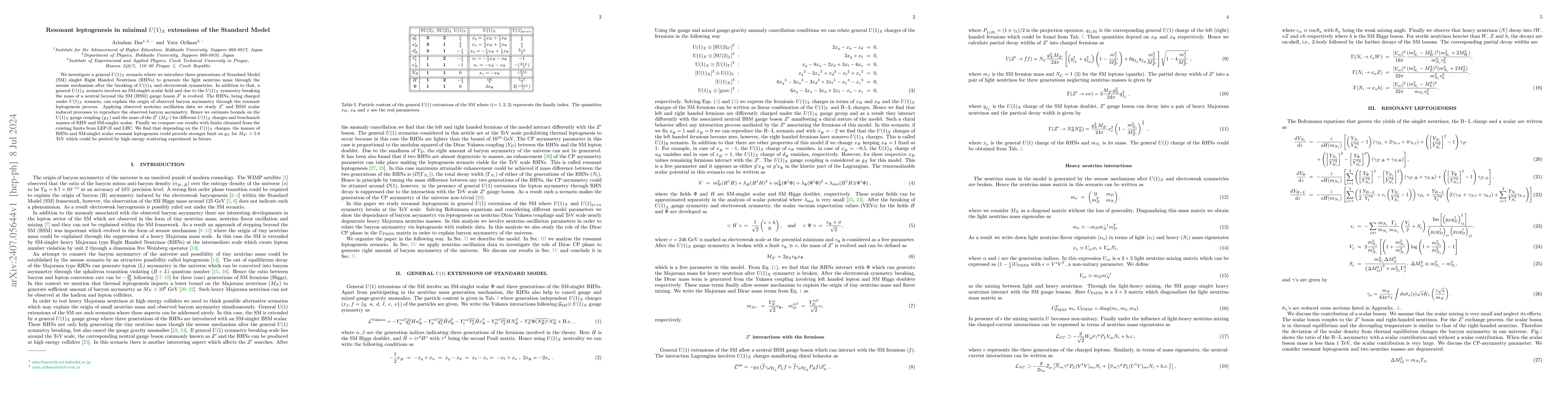 Thumbnail for Resonant leptogenesis in minimal $U(1)_X$ extensions of the Standard
  Model