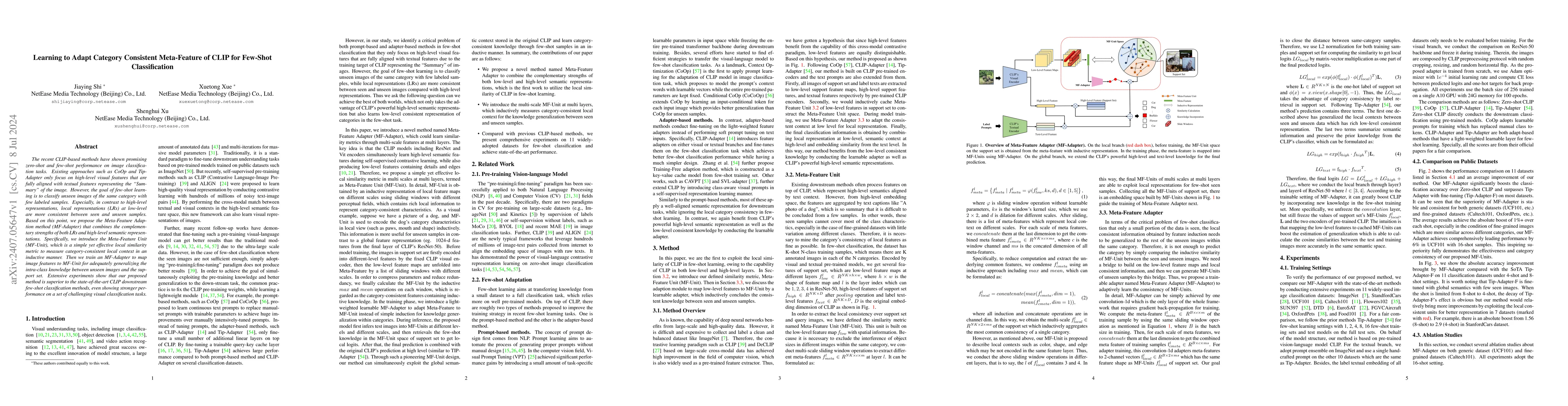 Thumbnail for Learning to Adapt Category Consistent Meta-Feature of CLIP for Few-Shot
  Classification