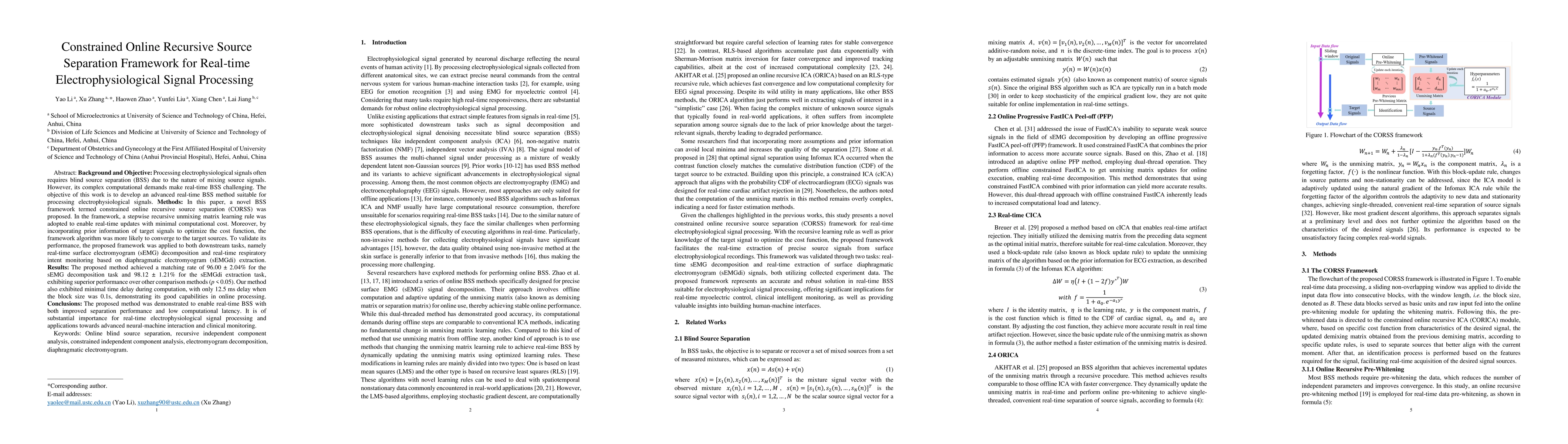 Thumbnail for Constrained Online Recursive Source Separation Framework for Real-time
  Electrophysiological Signal Processing