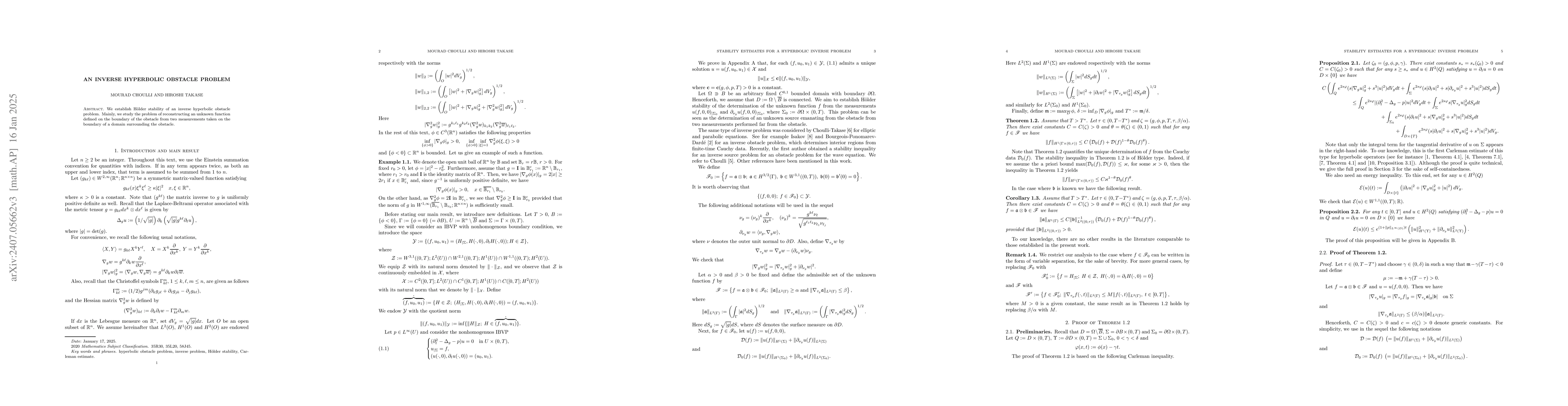 Thumbnail for An inverse hyperbolic obstacle problem
