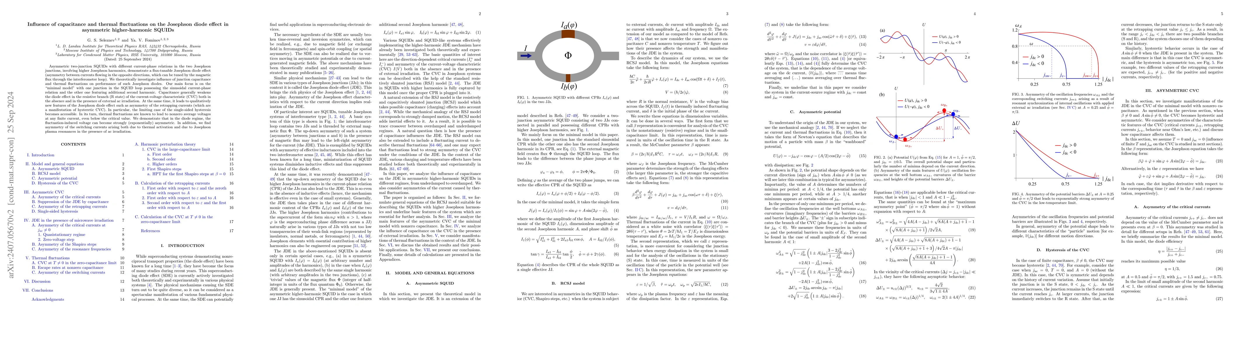 Thumbnail for Influence of capacitance and thermal fluctuations on the Josephson diode
  effect in asymmetric higher-harmonic SQUIDs