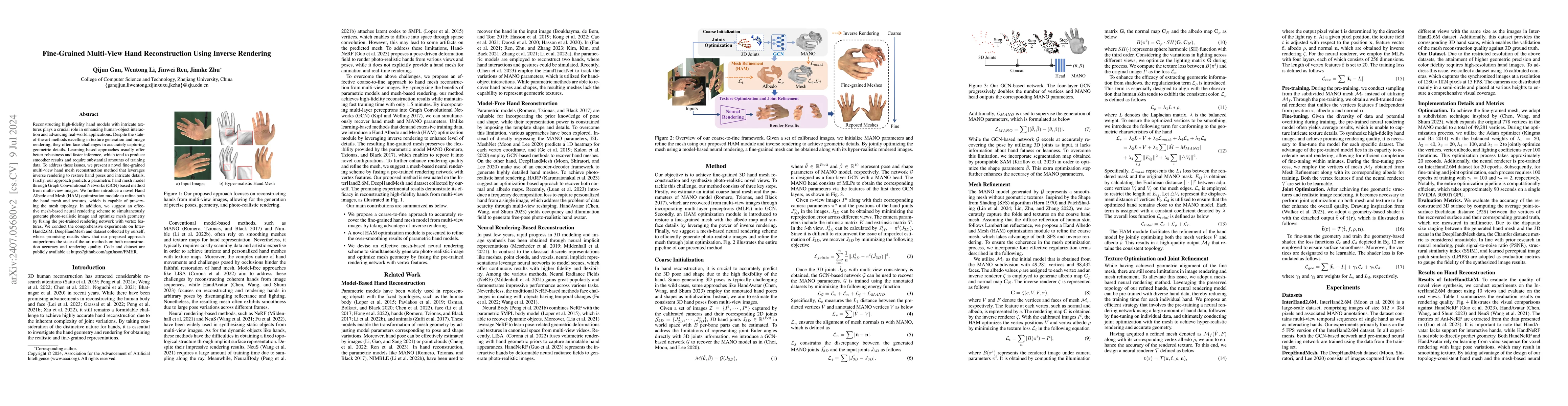 Thumbnail for Fine-Grained Multi-View Hand Reconstruction Using Inverse Rendering
