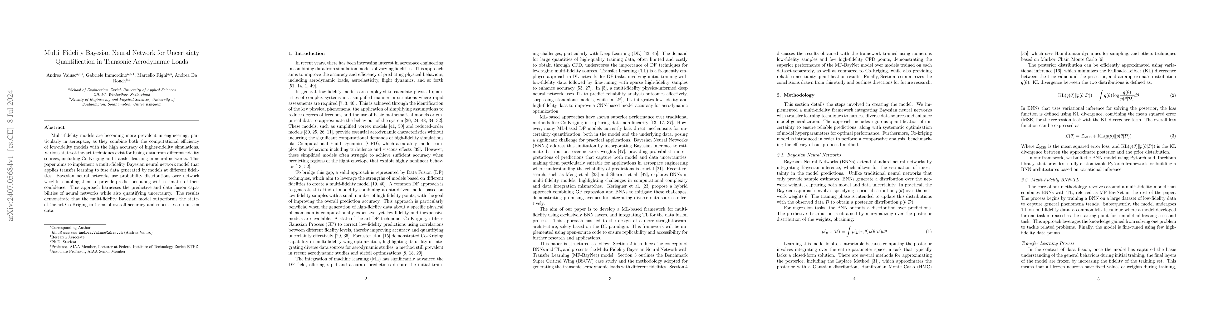 Thumbnail for Multi-Fidelity Bayesian Neural Network for Uncertainty Quantification in
  Transonic Aerodynamic Loads