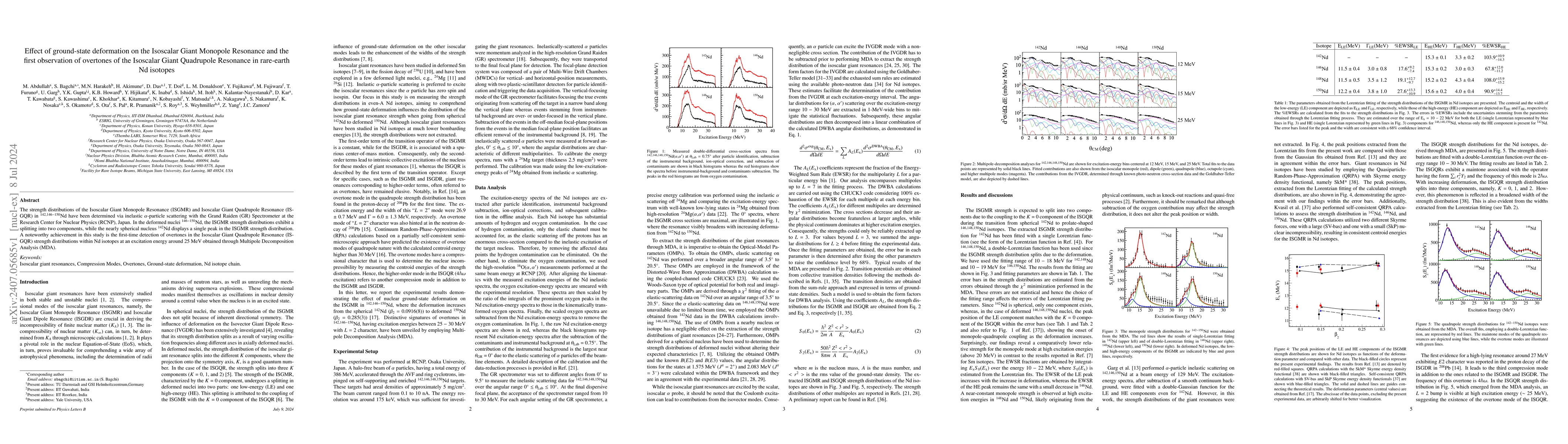 Thumbnail for Effect of ground-state deformation on the Isoscalar Giant Monopole
  Resonance and the first observation of overtones of the Isoscalar Giant
  Quadrupole Resonance in rare-earth Nd isotopes